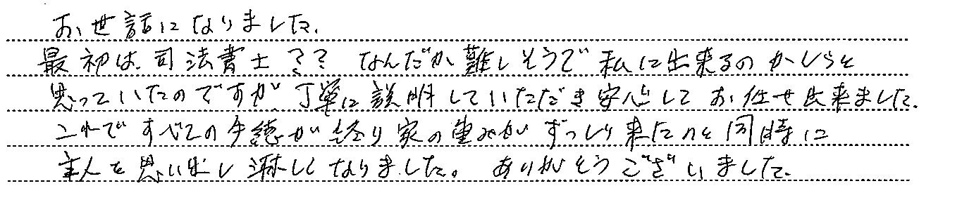 東京都町田市　Ｉ様 : 相続・遺言関連のお客様の声